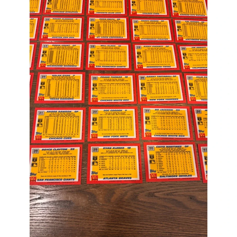 1992 Topps McDonald's Baseball's Best Complete 44 Card Set Barry Bonds Ripken